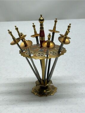 Vintage Toledo Mini Sword Cocktail/Appetizer Picks; Full Set Of 8 Made in Spain